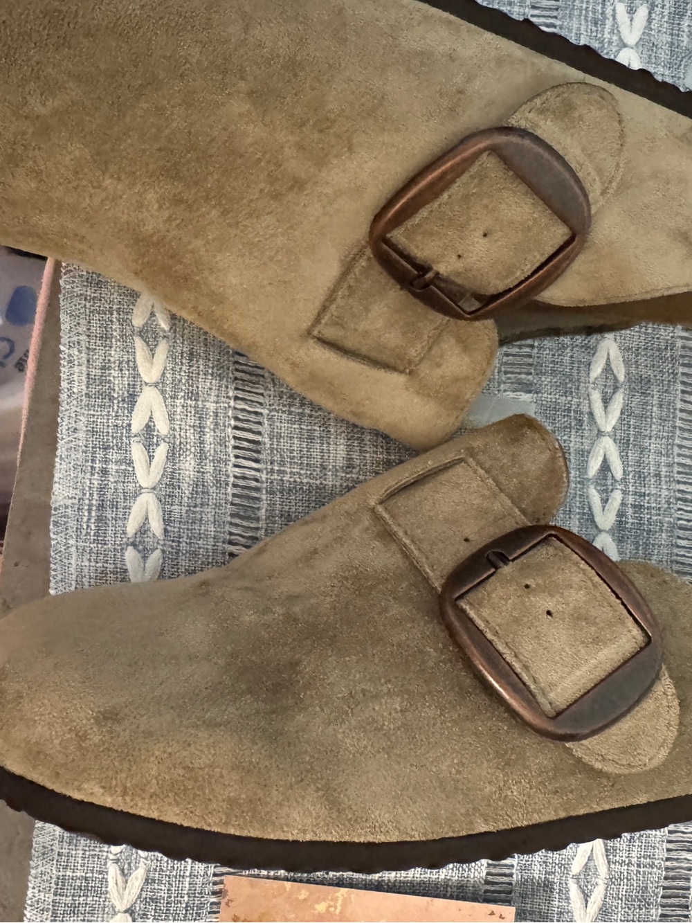 White Mountain Women's Suede Buckle Clog Mules in Olive Brown - Picture 7 of 7
